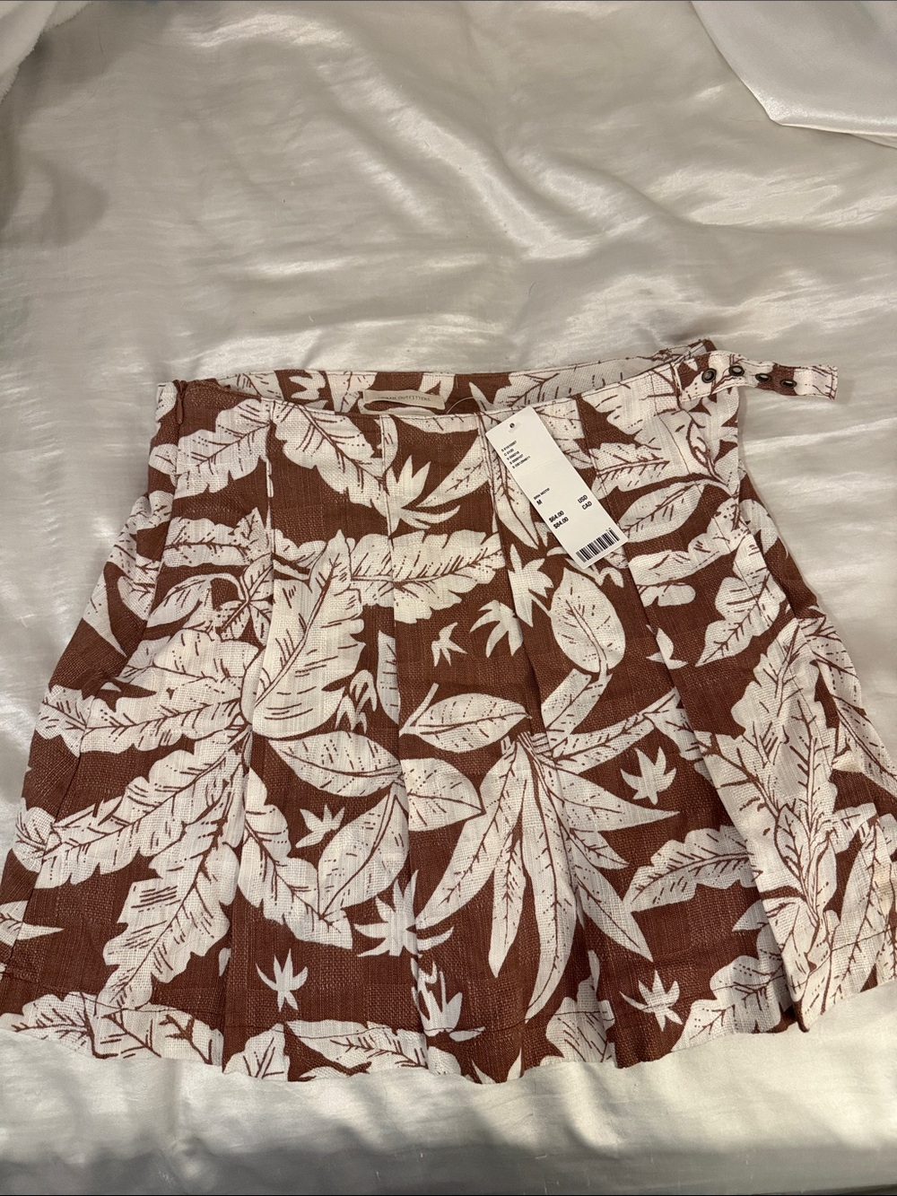 Urban Outfitters Brown and White Tropical Wrap Skort